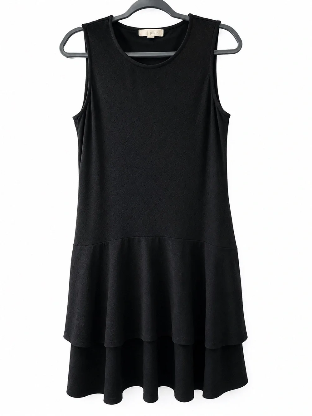 Michael Kors Black Lace Tiered Ruffle Dress Size Large L Sleeveless